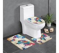 AOOEDM Tapis de Salle de Bain Abstrait Carte du Monde Lot de 3 - Doux et Confortable avec Envers antidérapant - Absorbant et Lavable en Machine 61 x 40,6 cm