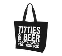 AOOEDM Titties & Beer Thats Why Im Here Sac à provisions réutilisable en toile pour femme