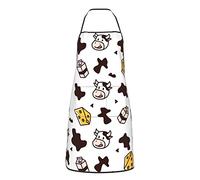 AOOEDM Vache mignonne avec des tabliers de lait et de fromage Chef de cuisine Tablier drôle réglable imperméable pour barbecue avec poches