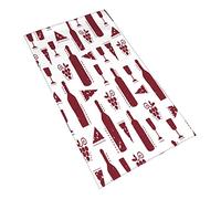 AOOEDM Verres à vin Essuie-Mains Bouteilles Raisins et Fromage Répétez Le thème du Bar à vin Serviette de Main absorbante Douce Vintage Spa Gym Hôtel Bain Salle de Bains Serviette de Douche