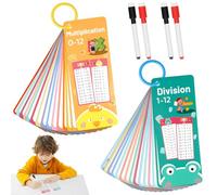 AOOHA Cartes d'apprentissage de la Table de Multiplication, Lot de 15 Cartes Flash de Mathématiques, avec Multiplication, Division, avec Marqueurs Effaçables, Aide au Calcul Elève du Primaire