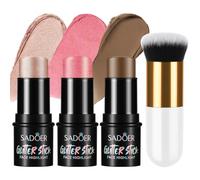 AOOHA Kit De Maquillage Visage, 3 PCS Makeup Cream Contour Stick Set, Contour & Highlighter & Blush Set, Sculpture des Joues Longue Tenue, Multi-Usage, pour Toute la Peau