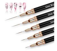 AOOHA Pinceaux pour Nail Art, 5Pcs Pinceaux Liner Ultra Fin, 4/8/12/20/25 mm, pour les Lignes Longues, Détails Fins, pour Gel, Peinture Acrylique, UV Construction, Nail Art Line