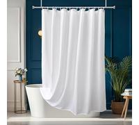 AooHome Doublure de rideau de douche en tissu blanc avec crochets pour hôtel, imperméable, ourlet lesté, 183 x 190 cm (l x H)