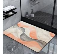 Aoojlo Tapis de Bain Absorbant Diatomite, Tapis Salle de Bain Absorbant Antidérapant, Tapis de Douche, Tapis de Salle de Bain, Tapis Douche, Tapis, Coussinets et Protecteurs, Tapis Bain Line 70x140cm