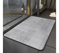 Aoojlo Tapis de Bain Antidérapant Absorbant, Tapis de Douche Absorbant en Microfibre, Doux Séchage Rapide, Lavable en Machine, Rayures grises, 50x80cm