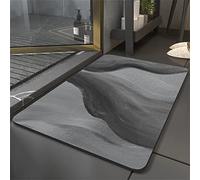Aoojlo Tapis de Bain Antidérapant Absorbant, Tapis de Douche en Microfibre, Noir et Blanc, 80x120cm
