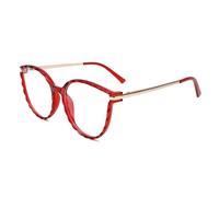 AOOLIA Lunette de Vue Rondes Mode Moderne, Lunettes Anti-Lumière Bleue Monture Surdimensionnées en TR90 Confort pour Femmes, Hommes, Unisexe (Rouge)