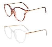 AOOLIA Lunette de Vue Rondes Mode Moderne, Lunettes Anti-Lumière Bleue Monture Surdimensionnées en TR90 Confort pour Femmes, Hommes, Unisexe (Léopard-Blanc)