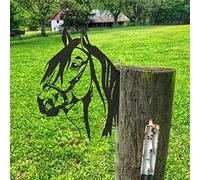 AOOLVY Décoration murale en métal représentant un cheval qui sort de la ferme Décoration extérieure Décoration de jardin Décoration murale à suspendre Pour extérieur, cour, terrasse, pelouse