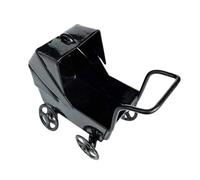 AOOOWER 1:12 Scale Realistic Nursery Pram Model Doll House Furniture Pretend Play Toy for Girls Small Vintage Crib Gifts Dollhouses Miniature Stroller Bedroom Furniture