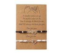 AOOOWER 1 paire de bracelets d'amitié faits à la main en corde réglable en coton unisexe pour tout type de bracelet, 1823CM, Alliage + corde tressée, Pas de gemme