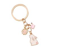 AOOOWER Adorable porte-clés en forme de lapins couronnés en alliage robuste avec cœur et lapins pour les amateurs de mode, C, taille unique