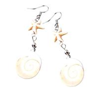 AOOOWER Boucles d'oreilles élégantes en forme d'étoile de mer et de conque inspirées de la mer, accessoires d'oreille pour femmes à la mode, vêtements de fête uniques, 7cm, Pierre naturelle, Pas de