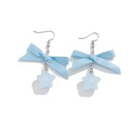 AOOOWER Boucles d'oreilles pendantes confortables en acrylique avec nœud papillon et étoile pour femme, 5.5CM, Ruban + acrylique, Pas de gemme