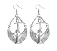 AOOOWER Boucles d'oreilles pendantes motif déesses égyptiennes accessoires pour femme symbolisant la sagesse, 35x40mm, Zinc, Pas de gemme