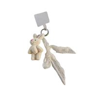 AOOOWER Breloque de sac en forme d'animal avec nœud en peluche - Accessoires de sac tendance - Pendentif élégant - Chaîne décorative, 18CM, Peluche + plastique + alliage + dentelle, Pas de gemme
