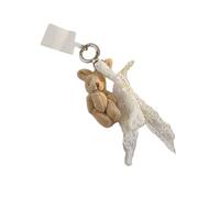 AOOOWER Breloque de sac en forme d'animal avec nœud en peluche - Accessoires de sac tendance - Pendentif élégant - Chaîne décorative, 18CM, Peluche + plastique + alliage + dentelle, Pas de gemme