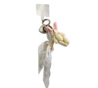 AOOOWER Breloque de sac en forme d'animal avec nœud en peluche - Accessoires de sac tendance - Pendentif élégant - Chaîne décorative, 18CM, Peluche + plastique + alliage + dentelle, Pas de gemme