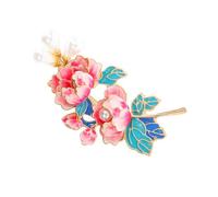 AOOOWER Broche élégante en forme de pivoine pour femme avec perles émaillées et ornements, accessoire de bijoux pour banquet ou, Size 5.5x3.4cm/2.17x1.34inch, Métal, Pas de gemme