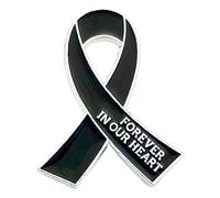 AOOOWER Broche élégante en forme de ruban avec support contre la violence - Épinglette élégante faite à la main pour femme, 24x30mm, Métal, Pas de gemme