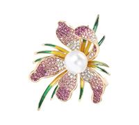 AOOOWER Broche élégante en forme d'orchidées sophistiquées pour femmes pour réunions d'affaires et soirées, Size Approx. 1.8x2.1inch4.6x5.4cm, Métal, Pas de gemme