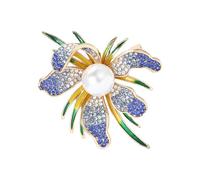AOOOWER Broche élégante en forme d'orchidées sophistiquées pour femmes pour réunions d'affaires et soirées, Size Approx. 1.8x2.1inch4.6x5.4cm, Métal, Pas de gemme