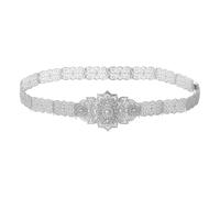 AOOOWER Ceinture en métal et cristal pour costume - Fleur creuse - Corset de mariage ethnique scintillant - Accessoire de mode de mariée, Argenté., taille unique