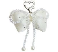 AOOOWER Chaîne de perles en cristal coloré avec pendentif nœud papillon multicolore en forme de cartable, 10cm, Rembourrage en coton + perles + alliage, Pas de gemme