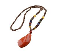 AOOOWER Collier Bodhi fabriqué à la main en bois naturel offrant confort spirituel et style dans un long pendentif