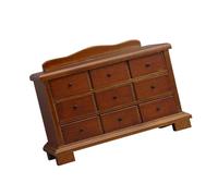 AOOOWER Commode miniature en bois de châtaignier échelle 1/12 de style antique 9 tiroirs de rangement pour décoration intérieure petite armoire décorative pour maisons de poupée décors