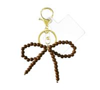 AOOOWER Dragonne de téléphone élégante avec perles et pendentif en forme de nœud, accessoire de mode adapté aux téléphones, 3.9x3.9in, Acrylique, Pas de gemme