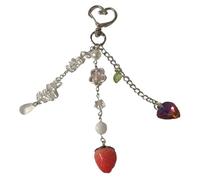 AOOOWER Dragonne de téléphone portable colorée en forme de fraise - Fait à la main - Amovible - Porte-clés pour portefeuille, 15cm, Alliage + plastique, Pas de gemme