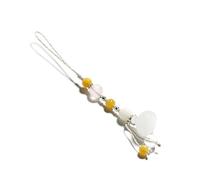 AOOOWER Élégant porte-clés blanc pendentif unique suspendu décoration pour clé de téléphone, 11CM, Jade de soie dorée/cristal pastèque/aventurine, Pas de gemme