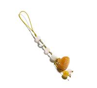 AOOOWER Élégant porte-clés blanc pendentif unique suspendu décoration pour clé de téléphone, 11CM, Jade de soie dorée/cristal pastèque/aventurine, Pas de gemme