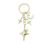 AOOOWER Élégant porte-clés en alliage robuste et léger avec découpe à quatre branches en forme d'étoile et de lune pour femme, SizeApprox.30x96mm/1.18x3.78inches, Alliage, Pas de gemme