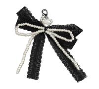 AOOOWER Élégante pince à chaussures détachable, fausses perles et dentelle bowknot lacets, décoration pour chaussures de femmes, SizeApprox.12cm/4.72inch, perles d'imitation, Pas de gemme