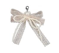 AOOOWER Élégante pince à chaussures détachable, fausses perles et dentelle bowknot lacets, décoration pour chaussures de femmes, SizeApprox.12cm/4.72inch, perles d'imitation, Pas de gemme