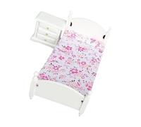 AOOOWER Ensemble De Lit Et Table D'appoint Réalistes 1/12 pour Activités Créatives pour Décoration Modèle Lit Table Chevet Miniatures en Bois