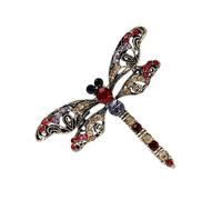AOOOWER Épinglette à la mode sophistiquée libellules avec motifs d'huile qui coule - Accessoire de fête, Size 5x6.1cm/1.97x2.4inch, Métal, Pas de gemme