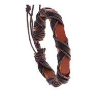 AOOOWER Handcraft Twining Designs Bracelet en cuir synthétique robuste pour homme et femme Cadeau spécial décontracté Noir Marron, 3.9x3.12in, cortex, Pas de gemme