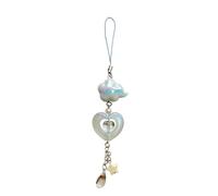 AOOOWER Joli porte-clés en forme de cœur avec nœud papillon et fleur en perles pour filles, 15.5CM, Acrylique, Sans pierre précieuse