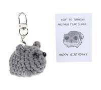 AOOOWER Joli porte-clés hamster couineur avec des designs élégants en laine tricotée à la main pour sac et voiture, Size 4cmx5.5cm/1.57inchx2.17inch, Laine alliage, Pas de gemme