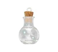 AOOOWER Lot de 10 petites bouteilles en verre transparent avec bouchon en liège pour la fabrication de bijoux, 23MM14MM, Verre/émaillé, Pas de gemme