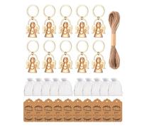 AOOOWER Lot de 10 porte-clés angéliques pour fêtes prénatales, souvenirs, en alliage, texturé, pour mariage, 7.5cm, Alliage, Pas de gemme