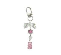 AOOOWER Lot de 10 porte-clés en forme de nœud avec strass pour adolescentes, filles et pom-pom girls, 12*12CM, Fibre de polyester + alliage, Pas de gemme
