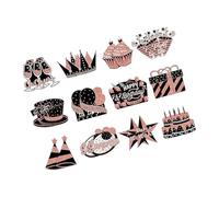 AOOOWER Lot de 12/24 décorations d'anniversaire à suspendre or rose et noir - Décorations à suspendre pour un anniversaire moderne, 7.8x6.24in, Bois, Pas de gemme