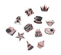 AOOOWER Lot de 12/24 décorations d'anniversaire à suspendre or rose et noir - Décorations à suspendre pour un anniversaire moderne, 4.68x3.9in, Bois, Pas de gemme