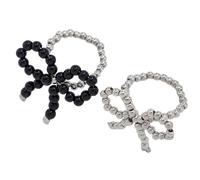 AOOOWER Lot de 2 anneaux réglables en perles pour décoration de bijoux élégants, 6cm, CCB, Aucune pierre précieuse