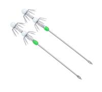AOOOWER Lot de 2 crochets lumineux en forme de calamar en forme de crevettes vivantes double/simple couche en acier inoxydable Accessoires de pêche Pieuvres en acier inoxydable